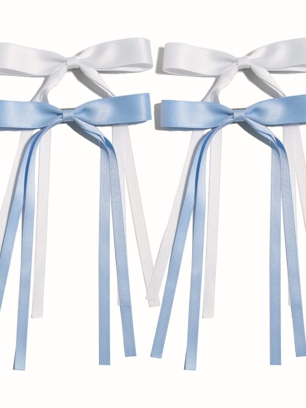 4pcs Hair Accessories for Women, Tassel Ribbon Bowknot Long Hair Barrettes with
